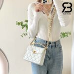 Túi Chanel 24S Mini Flap Bag With Top Handle Màu Trắng Caviar 18CM Best Quality