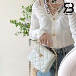 Túi Chanel 24S Mini Flap Bag With Top Handle Màu Trắng Caviar 18CM Best Quality