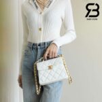 Túi Chanel 24S Mini Flap Bag With Top Handle Màu Trắng Caviar 18CM Best Quality