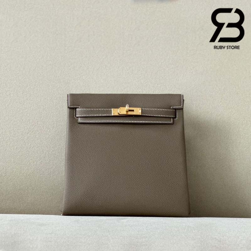 Balo Hermes Kelly Ado Backpack Xám Etoupe Clemence Best Quality