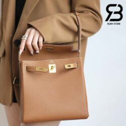 Balo Hermes Kelly Ado Backpack Nâu Gold Clemence Best Quality