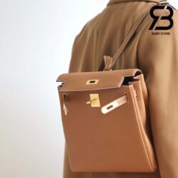 Balo Hermes Kelly Ado Backpack Nâu Gold Clemence Best Quality