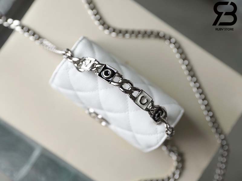 Túi Chanel 22SS Mini Clutch With Chain Màu Trắng Da Caviar Best Quality