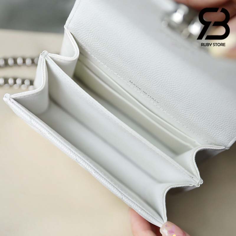 Túi Chanel 22SS Mini Clutch With Chain Màu Trắng Da Caviar Best Quality