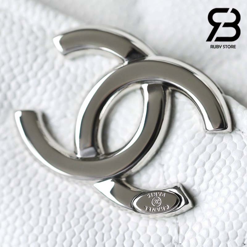 Túi Chanel 22SS Mini Clutch With Chain Màu Trắng Da Caviar Best Quality