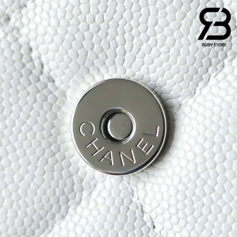 Túi Chanel 22SS Mini Clutch With Chain Màu Trắng Da Caviar Best Quality