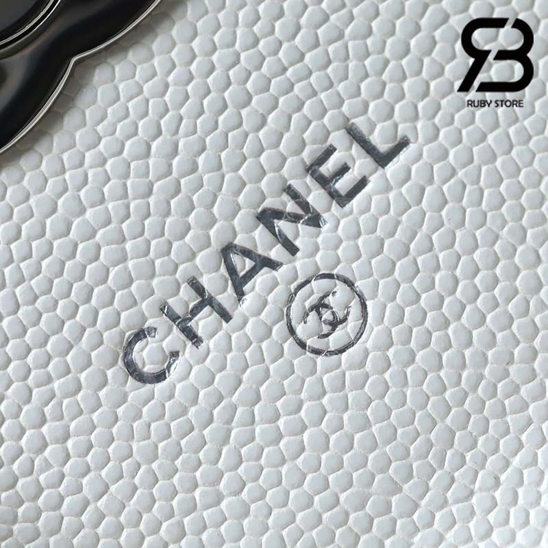 Túi Chanel 22SS Mini Clutch With Chain Màu Trắng Da Caviar Best Quality