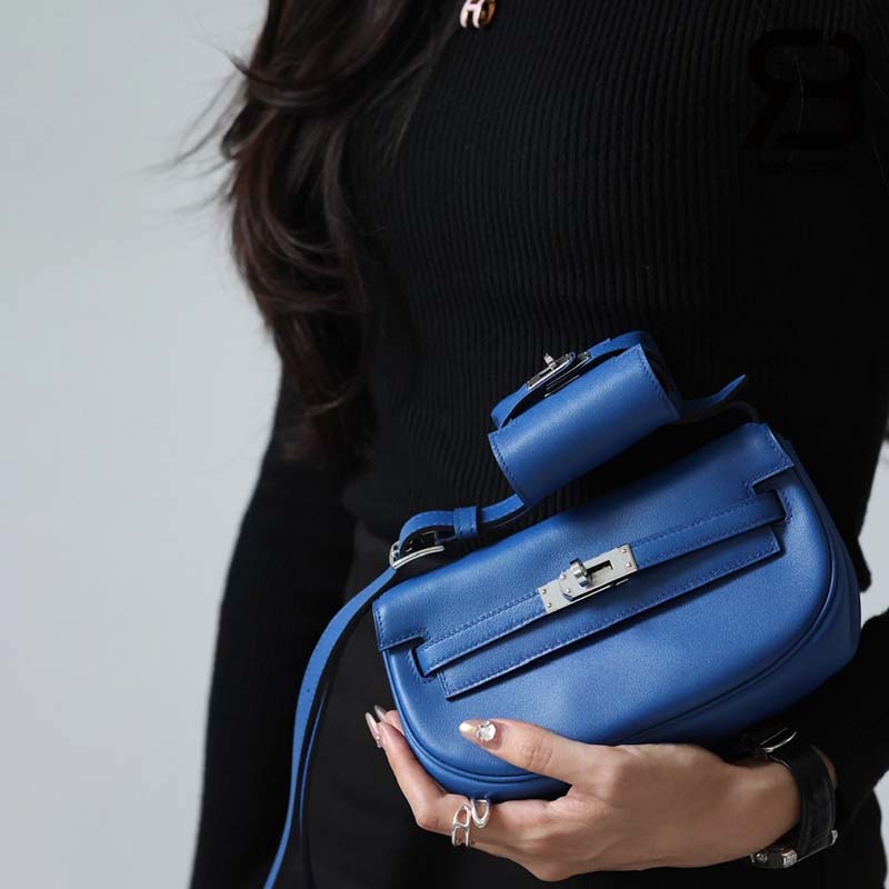 Túi Hermes Kelly Moove Bleu De France Da Swift PHW 20CM Best Quality