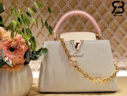 Túi LV Capucines BB Snow White Quartz Jasmine Monogram Chain 27CM Best Quality