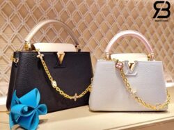 Túi LV Capucines BB Snow White Quartz Jasmine Monogram Chain 27CM Best Quality