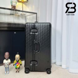 Vali Dior x Rimowa Trunk Suitcase Black Dior Oblique Aluminum Best Quality