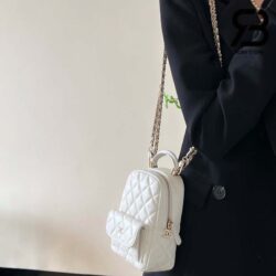 Ba Lô Chanel 24C Backpack Trắng Caiviar GHW 18CM Best Quality