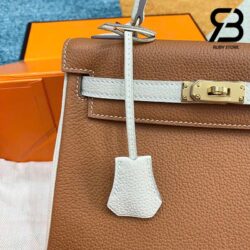 Túi Hermes Kelly 25 Retourne Hss Gold Craie Togo GHW Da Nhập Khâu Tay Best Quality (SALE)