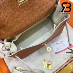 Túi Hermes Kelly 25 Retourne Hss Gold Craie Togo GHW Da Nhập Khâu Tay Best Quality (SALE)