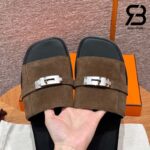 Dép Hermes Gabriel Sandal Marron Ébène Suede Calfskin Best Quality