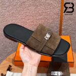 Dép Hermes Gabriel Sandal Marron Ébène Suede Calfskin Best Quality