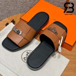 Dép Hermes Gabriel Sandal Màu Nâu Naturel Calfskin Best Quality