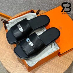 Dép Hermes Gabriel Sandal Màu Đen Calfskin Best Quality