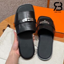 Dép Hermes Gabriel Sandal Màu Đen Calfskin Best Quality