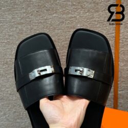 Dép Hermes Gabriel Sandal Màu Đen Calfskin Best Quality
