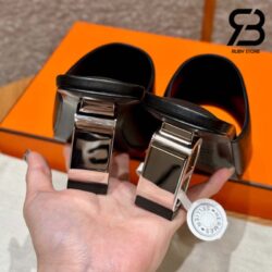 Dép Hermes Iconique 60 Màu Đen Noir Best Quality