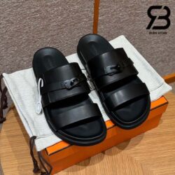 Dép Hermes Jackson Sandal Màu Đen Noir Calfskin Best Quality