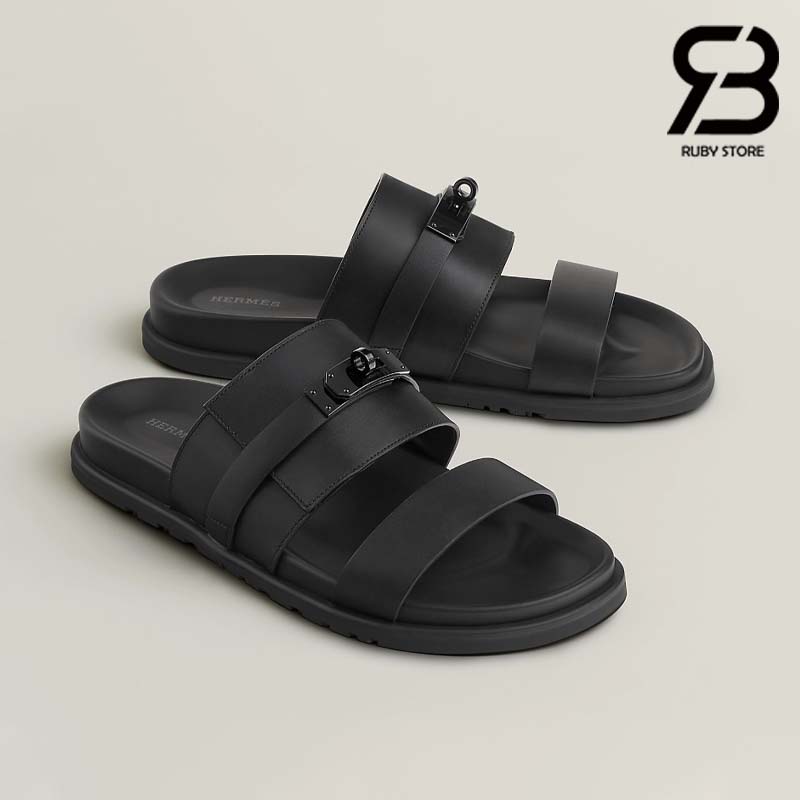 dep-hermes-jackson-sandal-noir-calfskin-best-quality Dép Hermes Jackson Sandal Màu Đen Noir Calfskin Best Quality