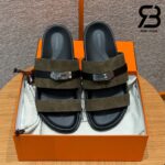 Dép Hermes Jackson Sandal Vert Toundra Suede Noir Calfskin Best Quality