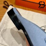 Giày Hermes Iota Mule Màu Xanh Da Trời Da Lộn Best Quality