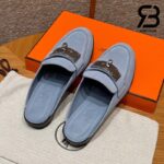 Giày Hermes Iota Mule Màu Xanh Da Trời Da Lộn Best Quality