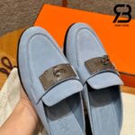 Giày Hermes Iota Mule Màu Xanh Da Trời Da Lộn Best Quality