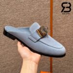 Giày Hermes Iota Mule Màu Xanh Da Trời Da Lộn Best Quality