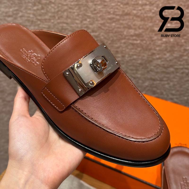 Giày Hermes Iota Mule Nâu Gold De Paris Best Quality