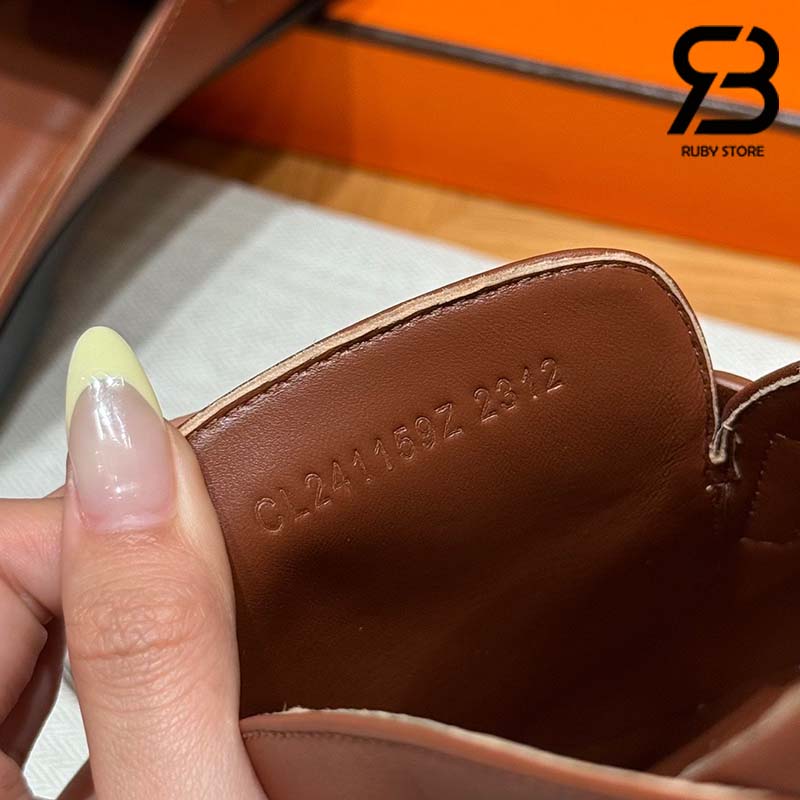 Giày Hermes Iota Mule Nâu Gold De Paris Best Quality