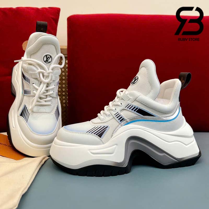 Giày LV Archlight 2.0 Platform Sneaker Màu Trắng Xanh Xám Best Quality