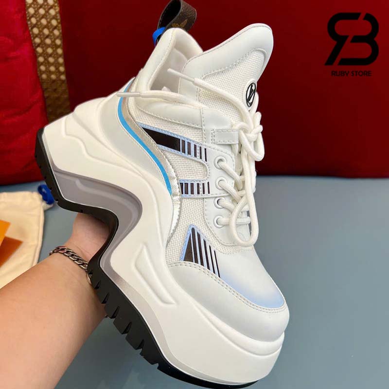 Giày LV Archlight 2.0 Platform Sneaker Màu Trắng Xanh Xám Best Quality