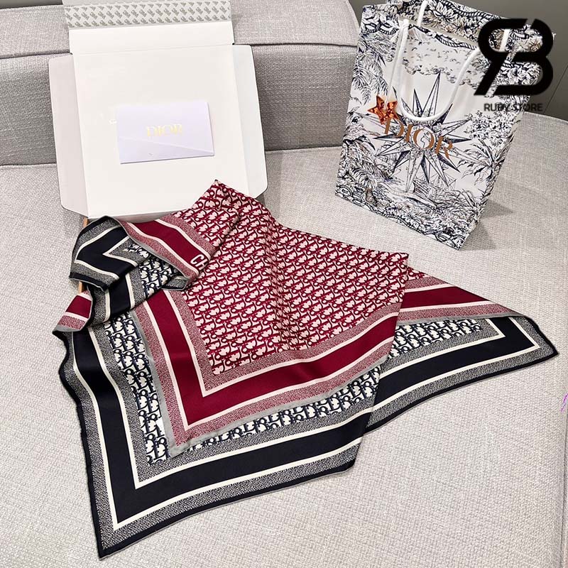Khăn Dior Oblique Diortwin 90 Square Scarf Best Quality
