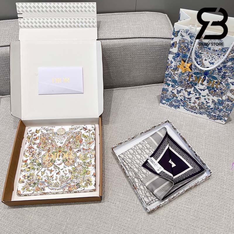 Khăn Dior Oblique Diortwin 90 Square Scarf Best Quality