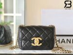 Túi Chanel 24B 22 Mini Flap Bag Vintage CC Logo Đen Bóng Da Cừu 19CM Best Quality