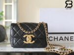 Túi Chanel 24B 22 Mini Flap Bag Vintage CC Logo Đen Bóng Da Cừu 19CM Best Quality