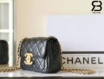 Túi Chanel 24B 22 Mini Flap Bag Vintage CC Logo Đen Bóng Da Cừu 19CM Best Quality