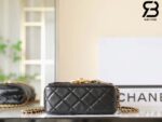Túi Chanel 24B 22 Mini Flap Bag Vintage CC Logo Đen Bóng Da Cừu 19CM Best Quality