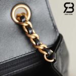 Túi Chanel 24B 22 Mini Flap Bag Vintage CC Logo Đen Bóng Da Cừu 19CM Best Quality