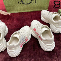 Giày Gucci Rhyton Ivory Red Double GG Màu Kem Chữ đỏ