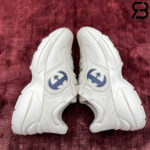 Giày Gucci Rhyton Sneaker In Ivory Leather Kem Navy