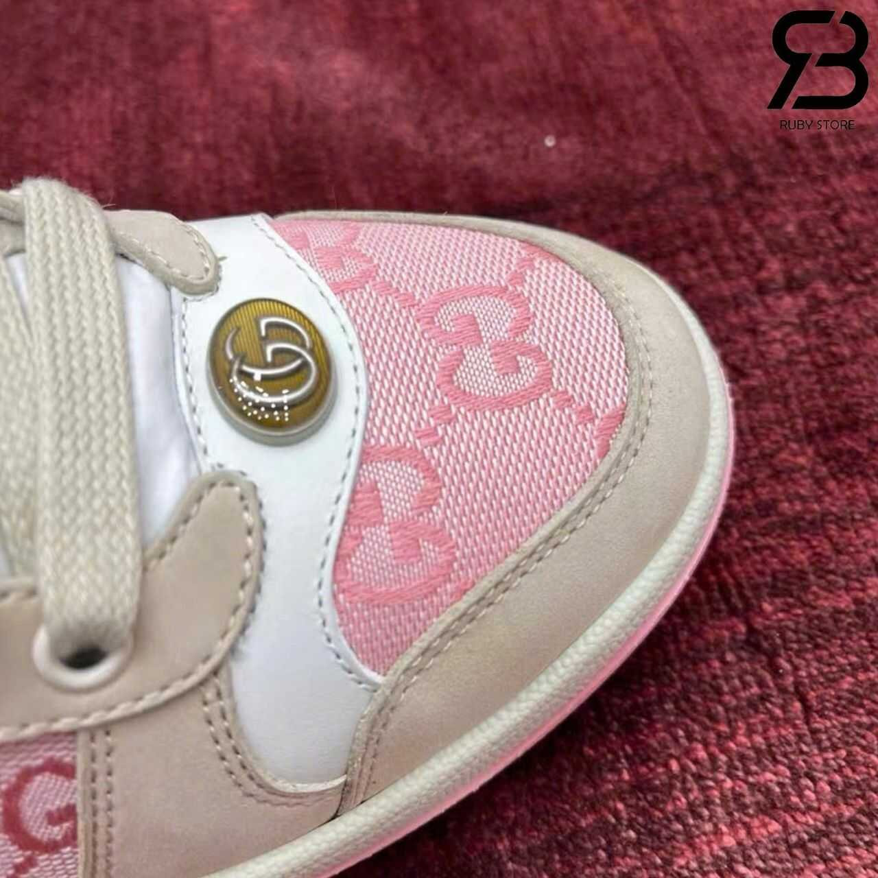 Giày Gucci Screener GG Sneaker Pink Canvas Màu Be Hồng