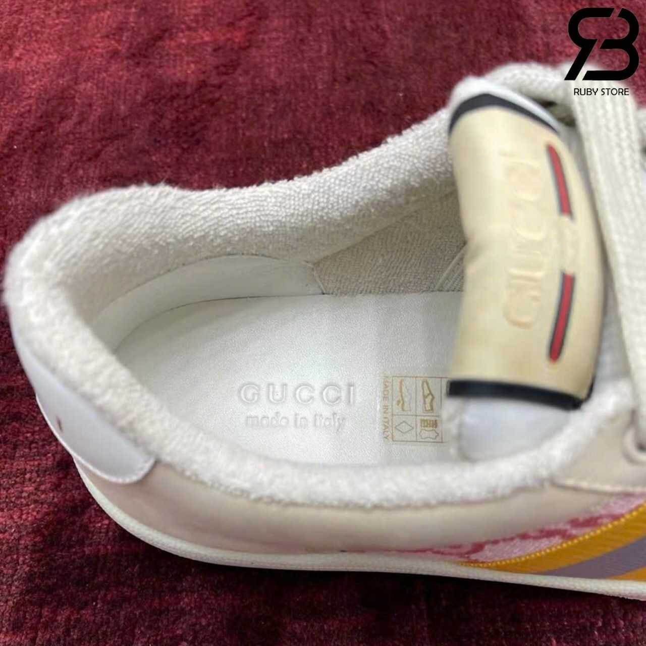 Giày Gucci Screener GG Sneaker Pink Canvas Màu Be Hồng