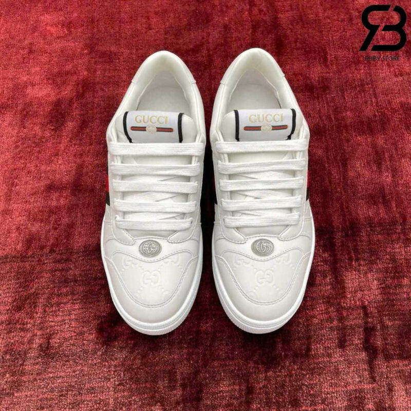 Giày Gucci Screener GG White Web Classic Trắng