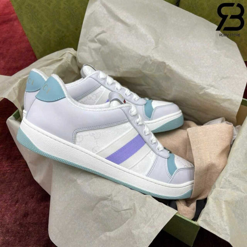 Giày Gucci Screener Light Blue White Trắng Xanh Best Quality