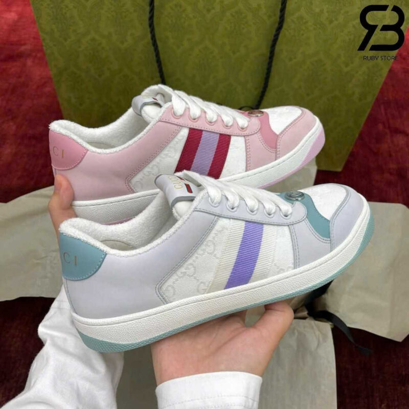 Giày Gucci Screener Light Blue White Trắng Xanh Best Quality